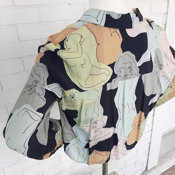 Zara Crop Blouse with Abstract Women Print - Picture 5 of 7